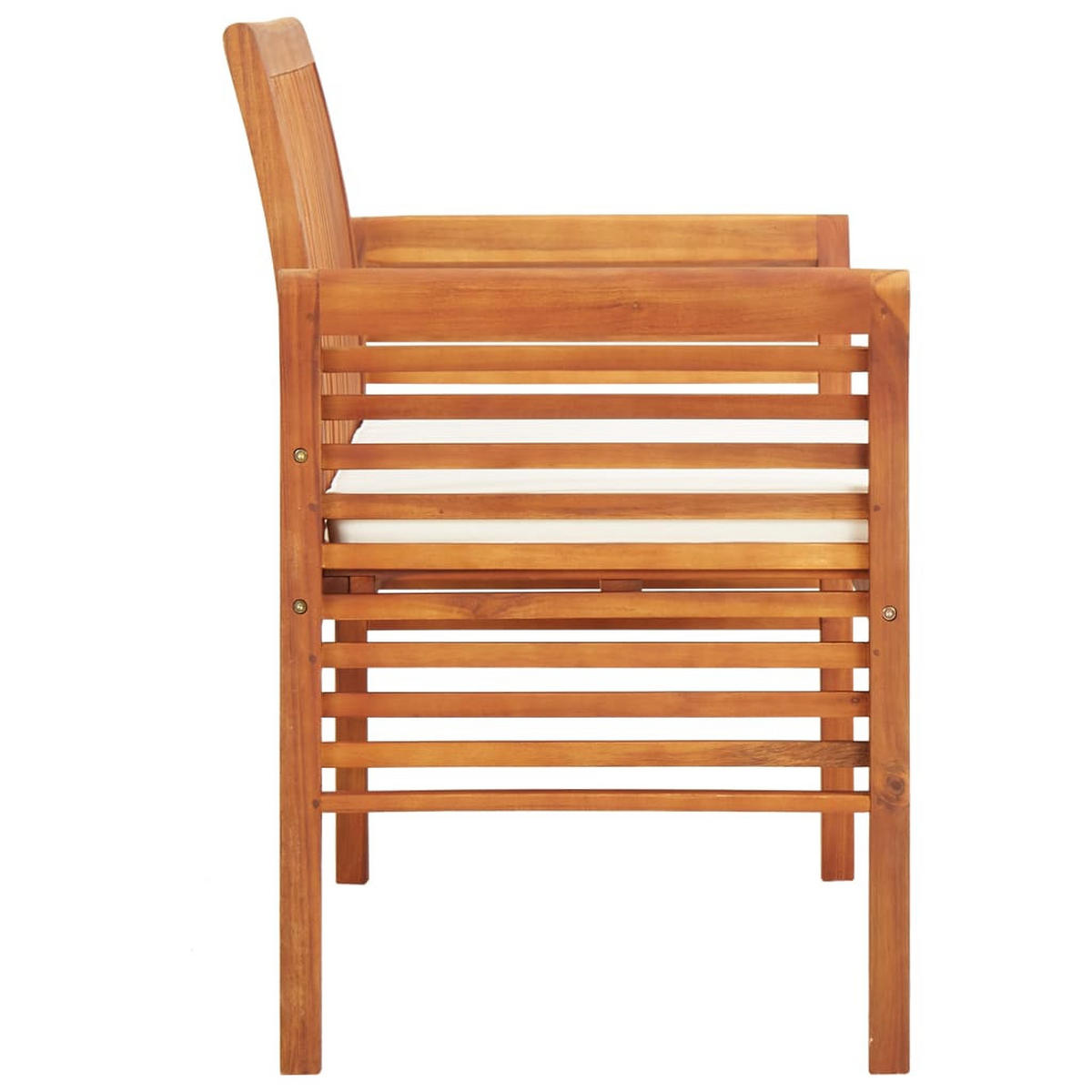 GARTENBANK mit Crème Kissen, 2-Sitzer, 120/60/90 cm, aus Massivholz Akazie, Braun - Creme/Braun, Holz/Textil (120/90/60cm) - vidaXL