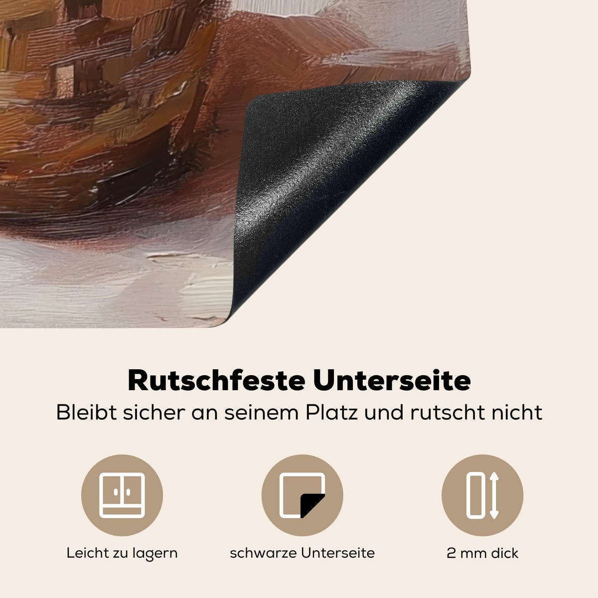 HERDABDECKPLATTE Korb - Eier - Rosa Induktionsmatte 78x78 cm - Beige, Kunststoff (78/78/0.2cm) - MuchoWow