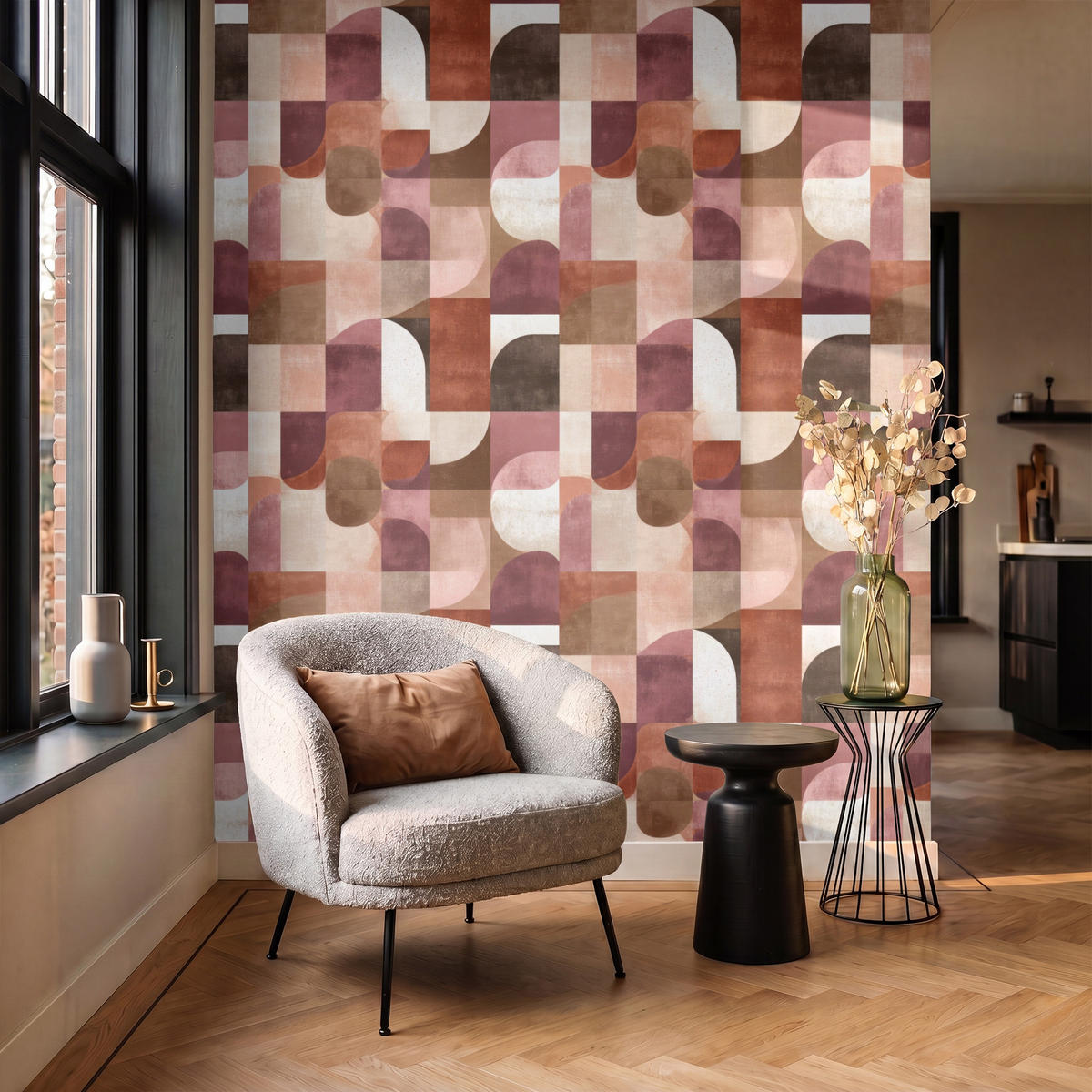 TAPETE - Geometrie - Modern - Retro - 180x200 cm - Multicolor, Papier (180/200cm) - OnlyWow