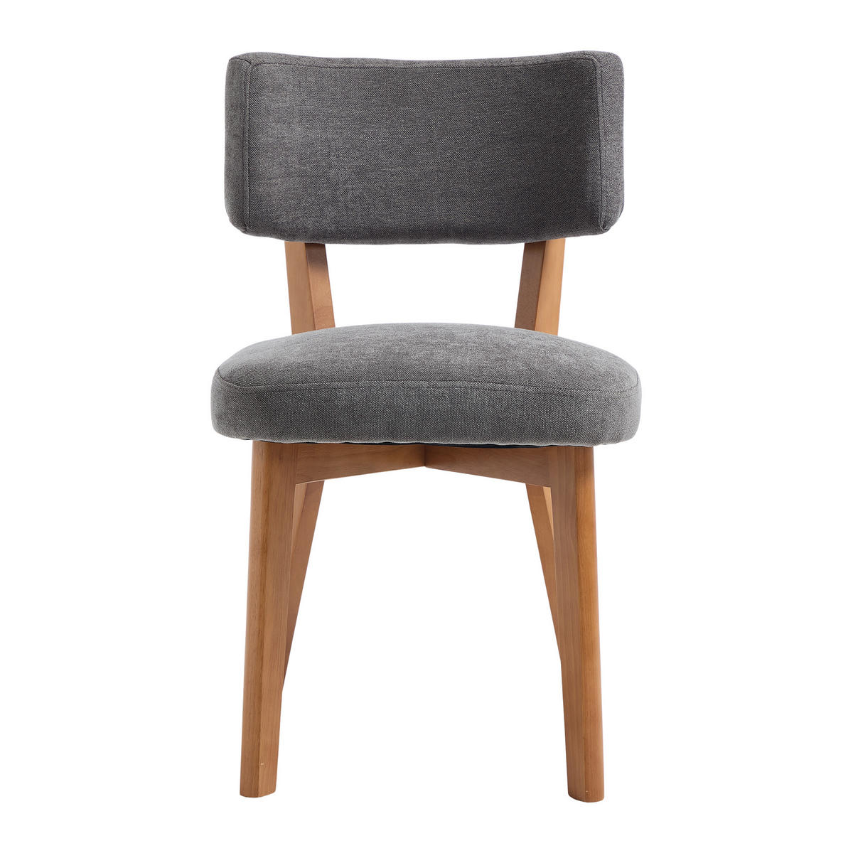 STUHL-SET 2 Stück Mid-Century mit Massivholzbeinen, DE-42268, Grau - Grau, Holz (47/77/54.5cm) - ComfortXL