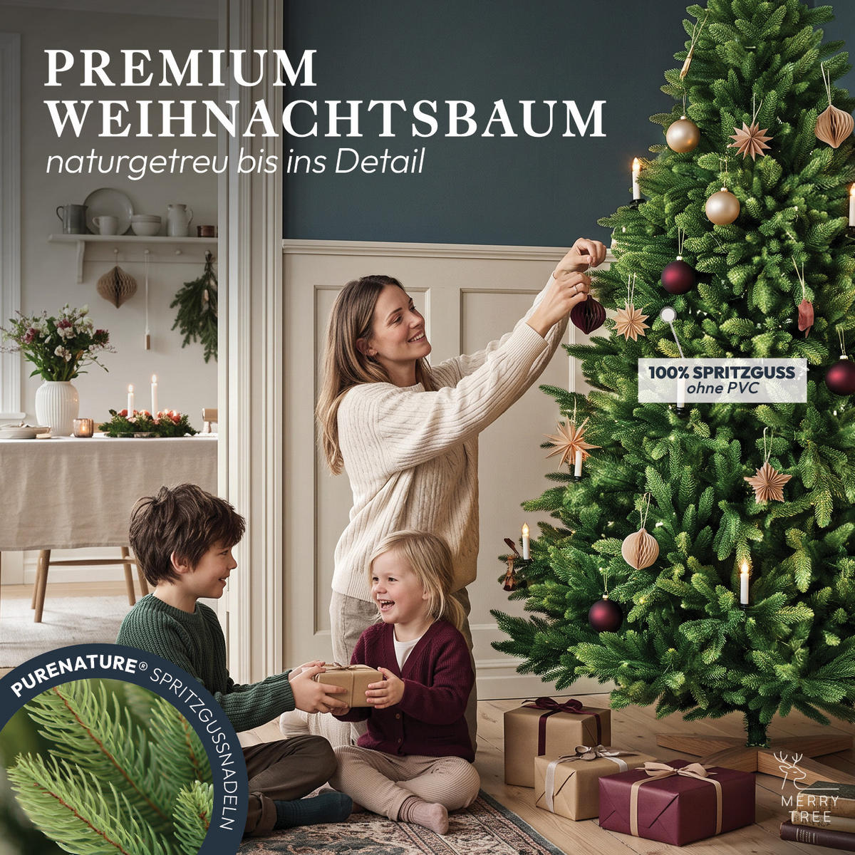 WEIHNACHTSBAUM mit PE-Spritzguss-Nadeln, 150 cm - Grün, Kunststoff (150cm) - Merry Tree
