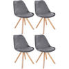 STUHL 4er Set Samt grau - Naturfarben/Grau, Holz/Textil (48/81/54cm) - CLP