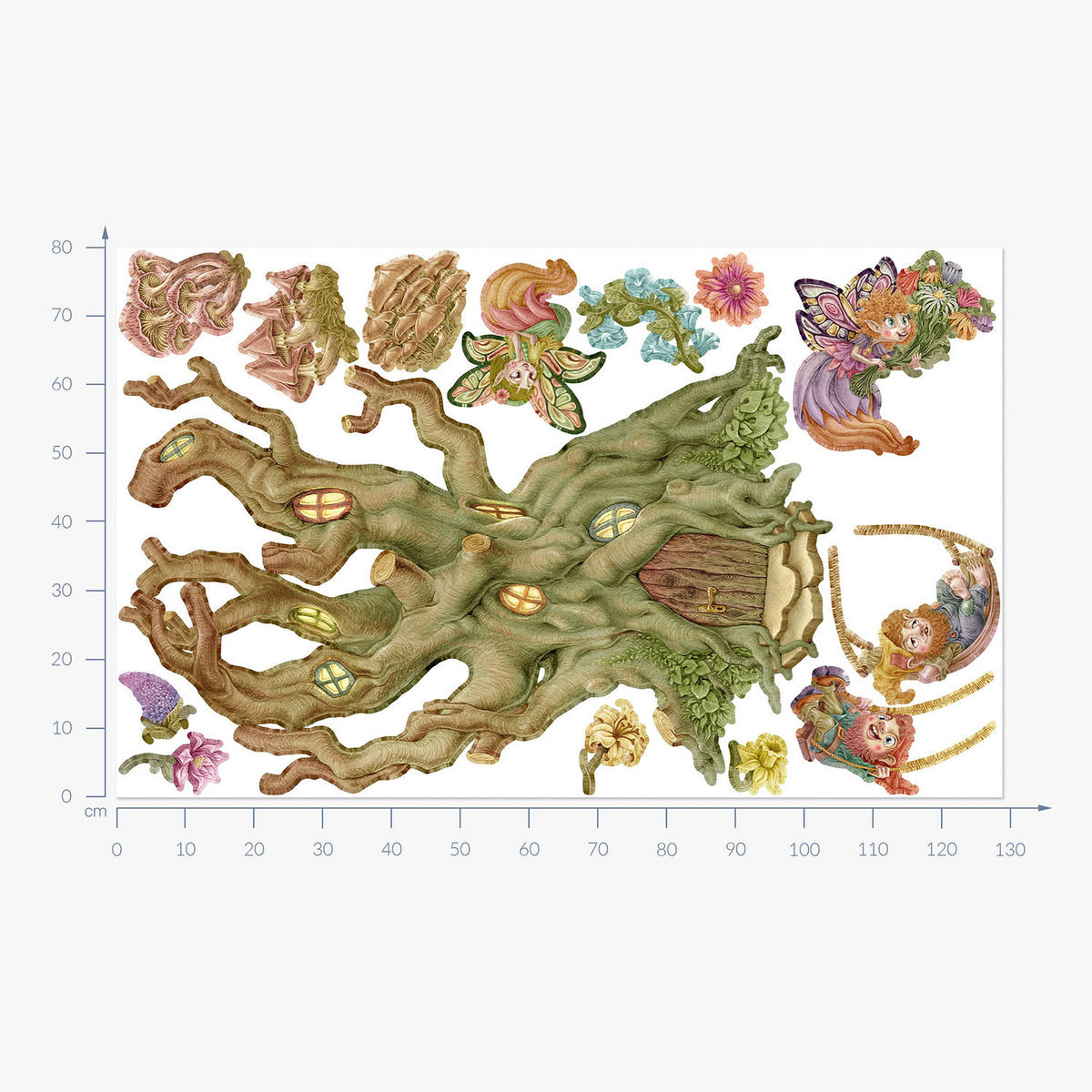 WANDAUFKLEBER 80x129cm - Feenwald - Multicolor, Kunststoff (80/129/0.1cm) - Wallfluent