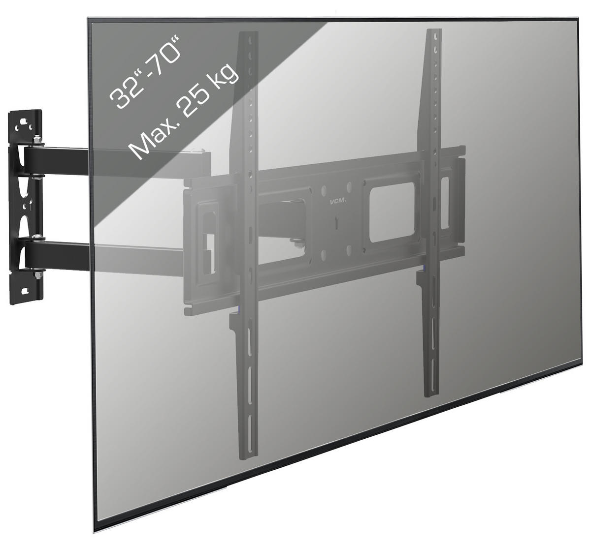 TV-WANDHALTER Schwarz - Schwarz, Holzwerkstoff (42/64/8cm) - ebuy24
