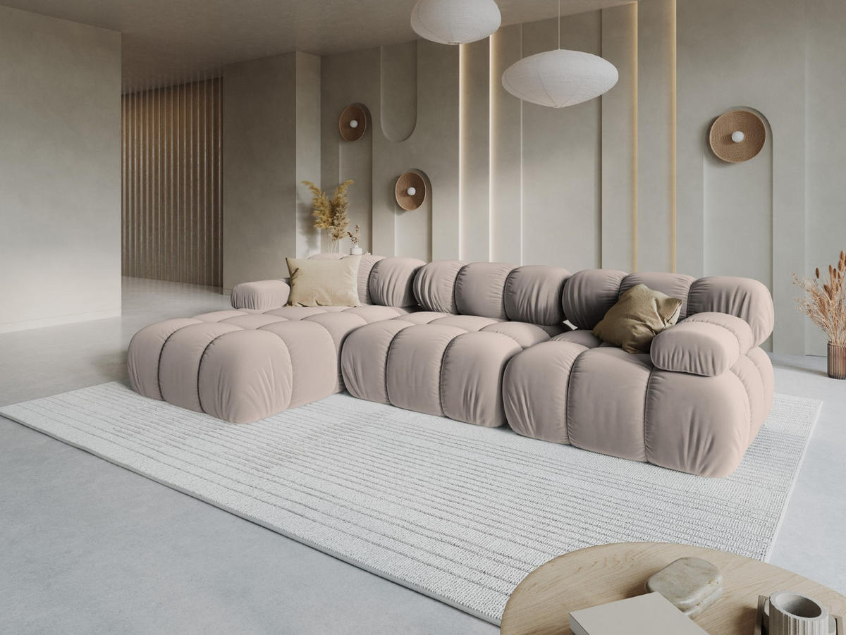 MODULARES-ECKSOFA links Bellis aus Samt beige 4 Sitzplätze - Beige, Textil (122/285cm) - Micadoni