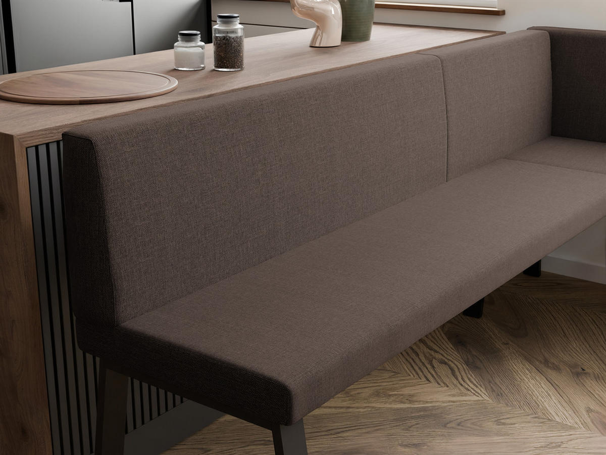 ECKBANK rechts MONO Y Webstoff glatt, 168/128 cm Braun - Braun, Textil/Metall (128/168cm) - Idohome