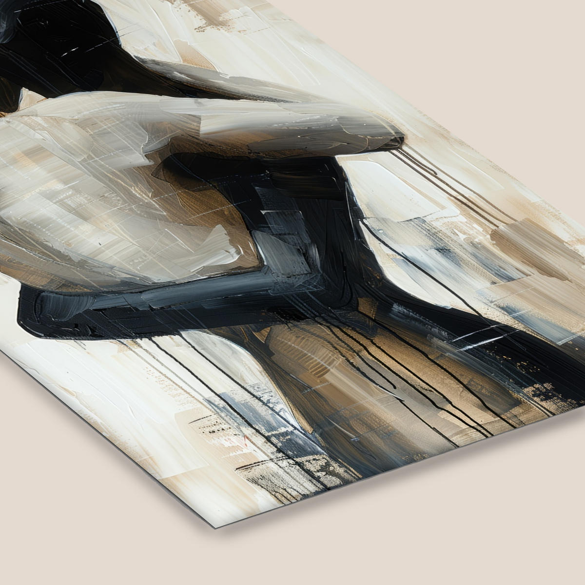POSTER MIT RAHMENGERAHMTES BILD Abstrakt - Liebe - Schwarz und weiß - Modern Bilderleiste 80x120 cm - Schwarz, Papier (80/120cm) - MuchoWow