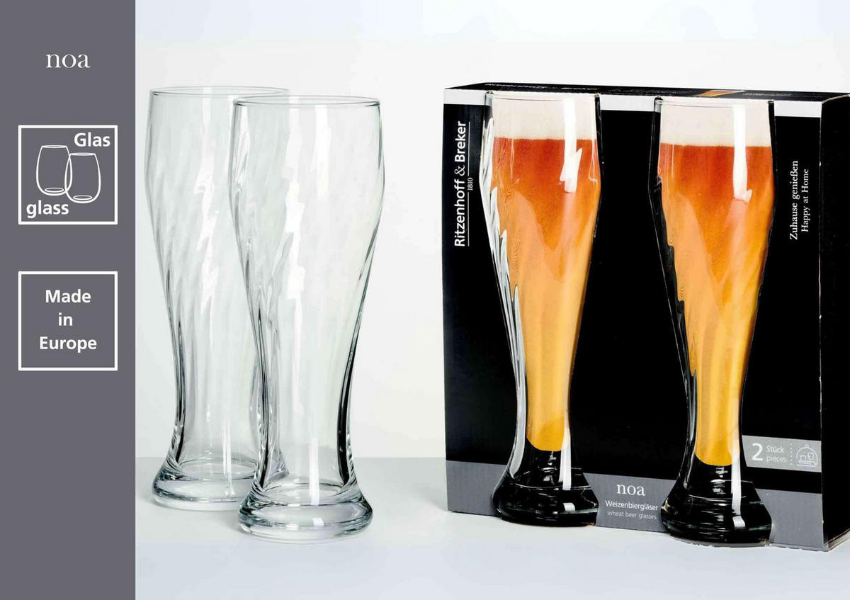 WEIZENBIERGLÄSER Noa transparent 0,5 Liter 8er Set - Transparent, Glas (0.5L) - Ritzenhoff Breker
