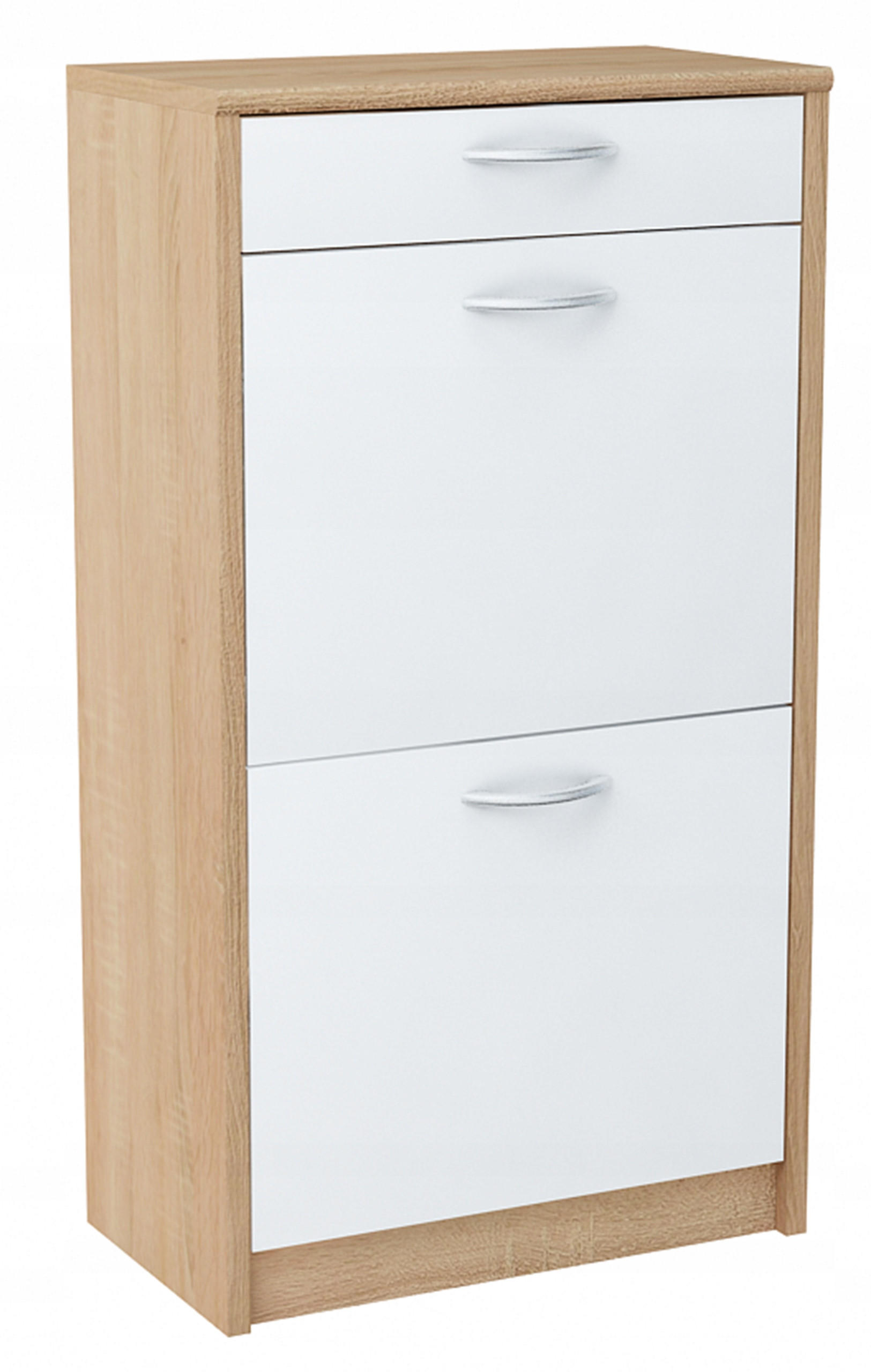 SCHUHSCHRANK 2D1S Sonoma Eiche-Weiß 50/28/92 cm - Weiß/Sonoma Eiche, Holzwerkstoff (50/92/28cm) - Matkam Möbel