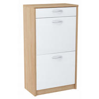 SCHUHSCHRANK 2D1S Sonoma Eiche-Weiß 50/28/92 cm - Weiß/Sonoma Eiche, Holzwerkstoff (50/92/28cm) - Matkam Möbel