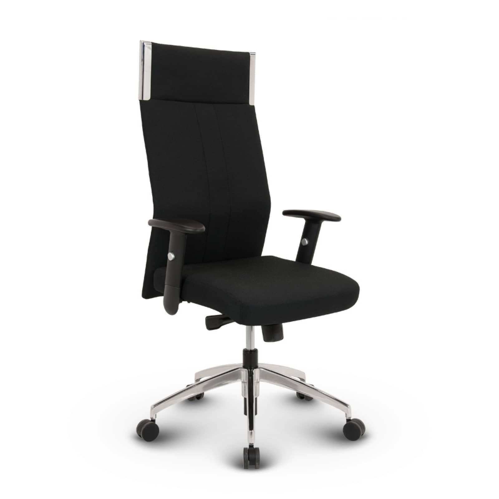 CHEFSESSEL Black-Line Stoff Schwarz - ergonomisch, 150 kg belastbar, Sitzhöhe 42-54cm - Schwarz, Kunststoff/Textil (68/115/60cm) - Versee