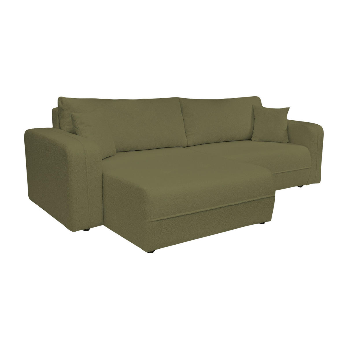 ECKSOFA Oreo L-Form Mit Bettkasten Und Schlaffunktion Quelle-Stoff Olive Rechts - Olivgrün, Holz (247/143cm) - Kaiser Möbel