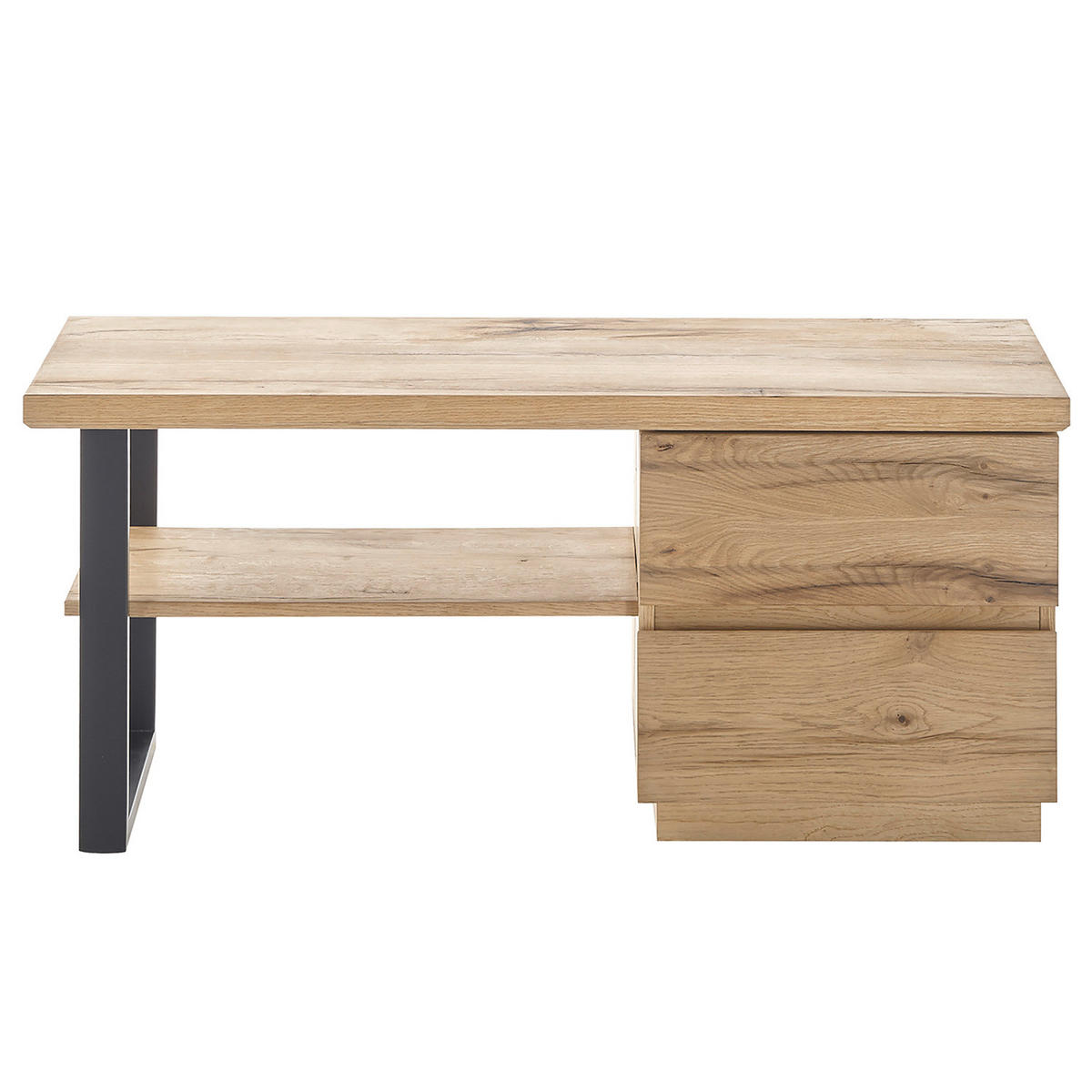 GARDEROBENBANK - Echtholzfurnier / Metall - Risseiche / Schwarz - Eichefarben, Holzwerkstoff/Metall (108/47/41cm) - home24