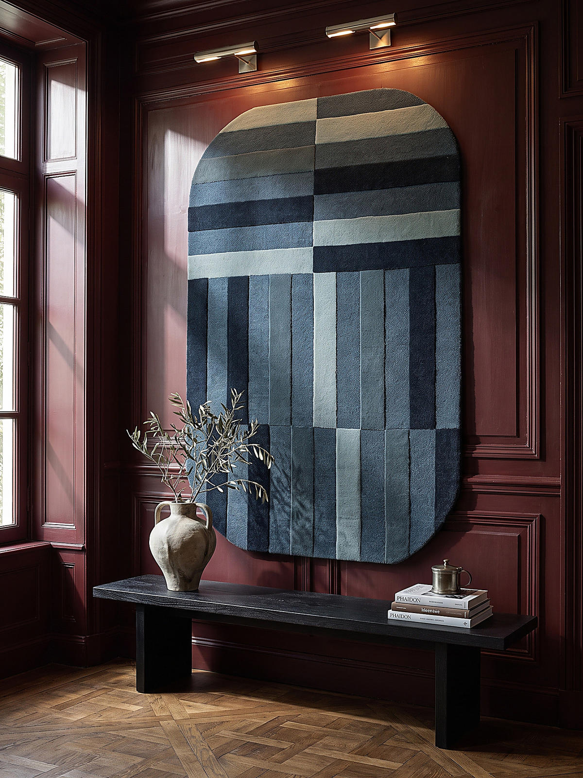 WOLLTEPPICH handgetuftet LUNAN, Blockstreifen, Blau, 140 x 200 cm - Blau, Textil (140/200cm) - KADIMA DESIGN