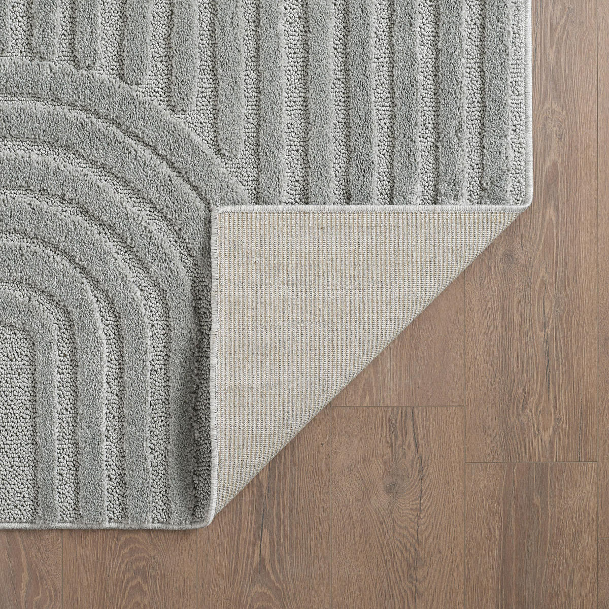 TEPPICH Hochflor Skandi-Boho Muster Polypropylen Wohnzimmer Silber Rund 160x160 - Silberfarben, Textil (160/160cm) - KADIMA DESIGN