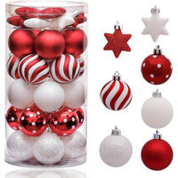 WEIHNACHTSKUGELN 35-teiliges Set 5 cm Rot Weiß - Multicolor, Kunststoff (5/5/5cm)