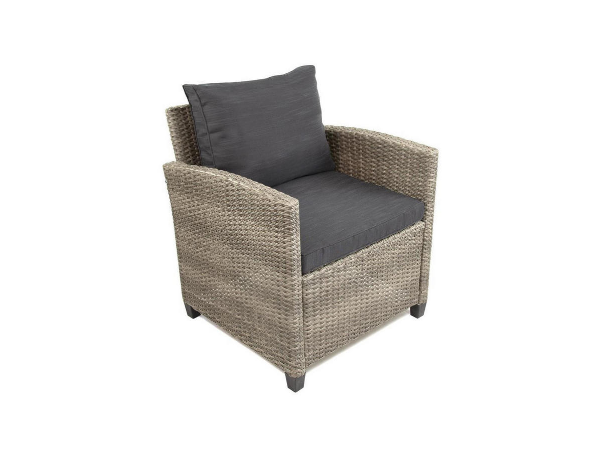 GARTEN-ESSGRUPPE Madeira II Grau Polyrattan für 7 Personen - Braun, Kunststoff - Green Spirit