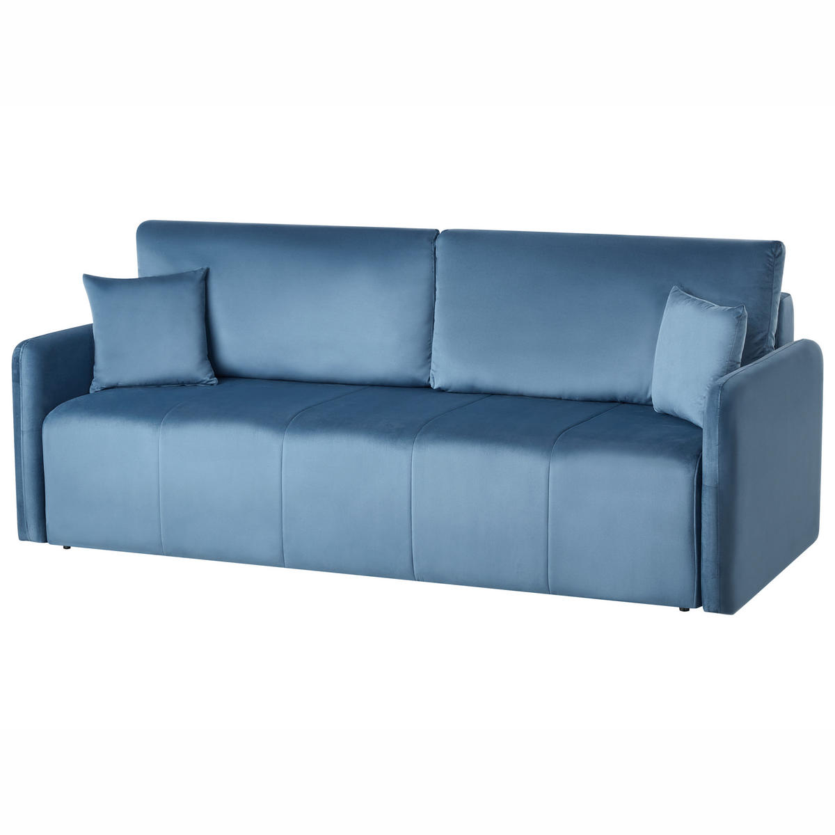 ROZKLÁDACÍ POHOVKA 3-místná Sametová látka Modrá Egge - modrá, textil (220/88/93cm) - Beliani
