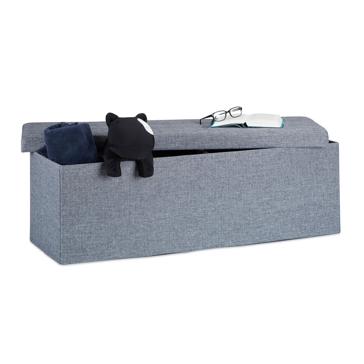 FALTBARE Sitzbank - Anthrazit, Holzwerkstoff/Textil (38/38/114cm) - Relaxdays