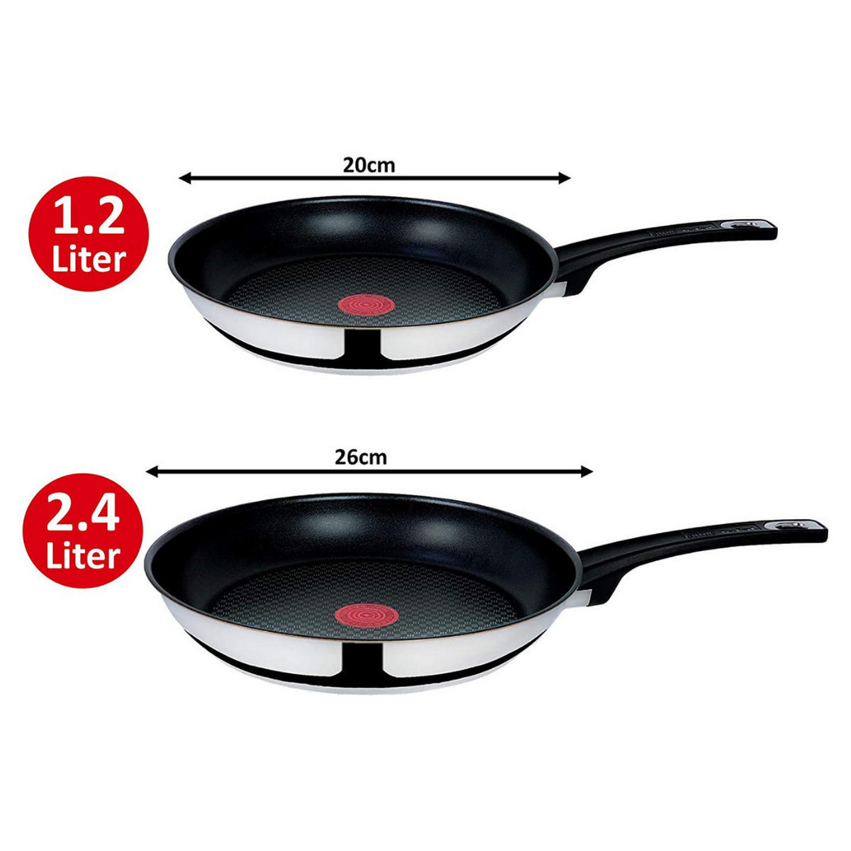PFANNENSET Jamie Oliver 4-tlg 20 + 26 cm Edelstahl Antihaft Induktion - Silberfarben/Schwarz, Metall - Tefal