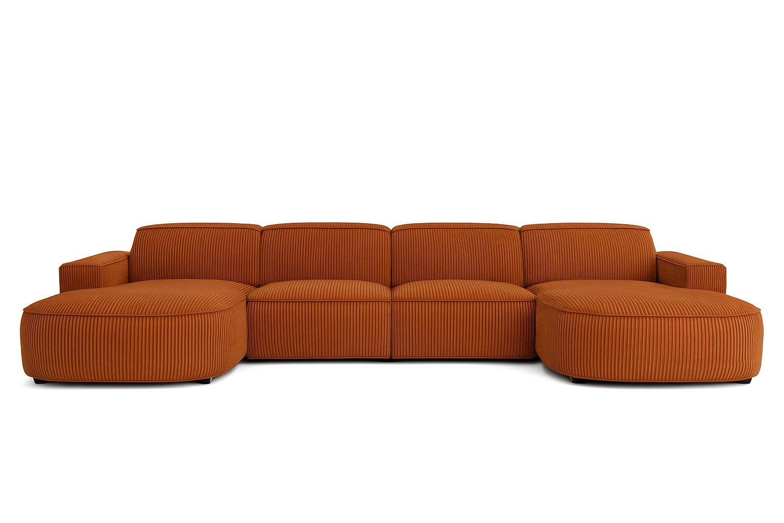ECKSOFA Cursal Round U-Form, Stoff Poso, Kupfer - Orange, Holz (364/166cm) - Kaiser Möbel