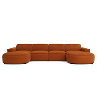 ECKSOFA Cursal Round U-Form, Stoff Poso, Kupfer - Orange, Holz (364/166cm) - Kaiser Möbel