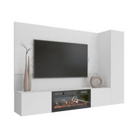 WOHNWAND Deromi VI mit Kamin - Weiß, Holzwerkstoff (220/150/38cm) - MIRJAN24