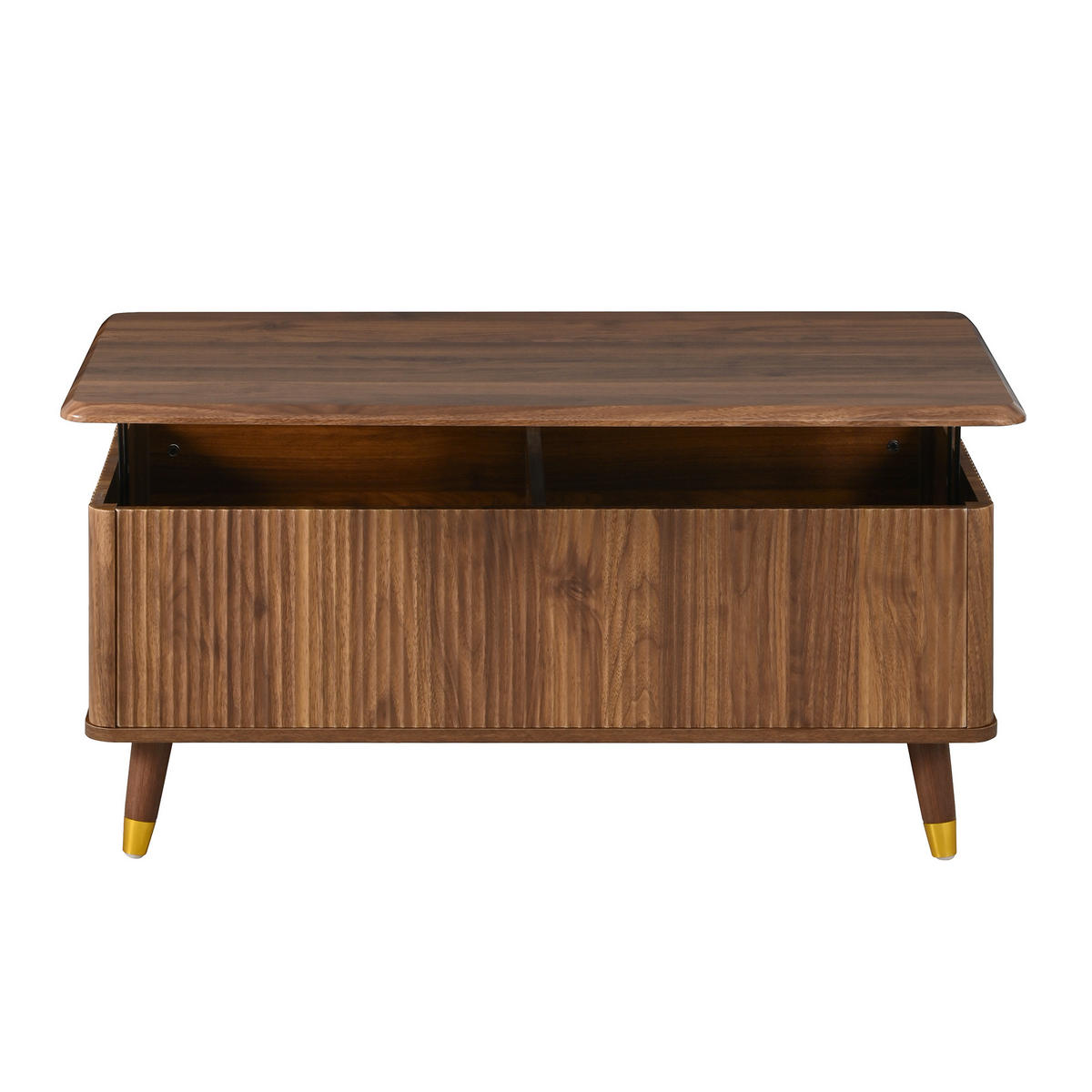 COUCHTISCH mit Höhenverstellung und Stauraum, Retro-Wellenstruktur, ausziehbar, Holzoptik, multifunktional - Braun, Holzwerkstoff (97/52/56.5cm) - EVRYAE