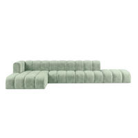 ECKSOFA Modulares In L-Form Mit Hocker, Velvet-Stoff Riviera, Mintz, Links, GRAND - Mintgrün, Holz (386/179cm) - Kaiser Möbel