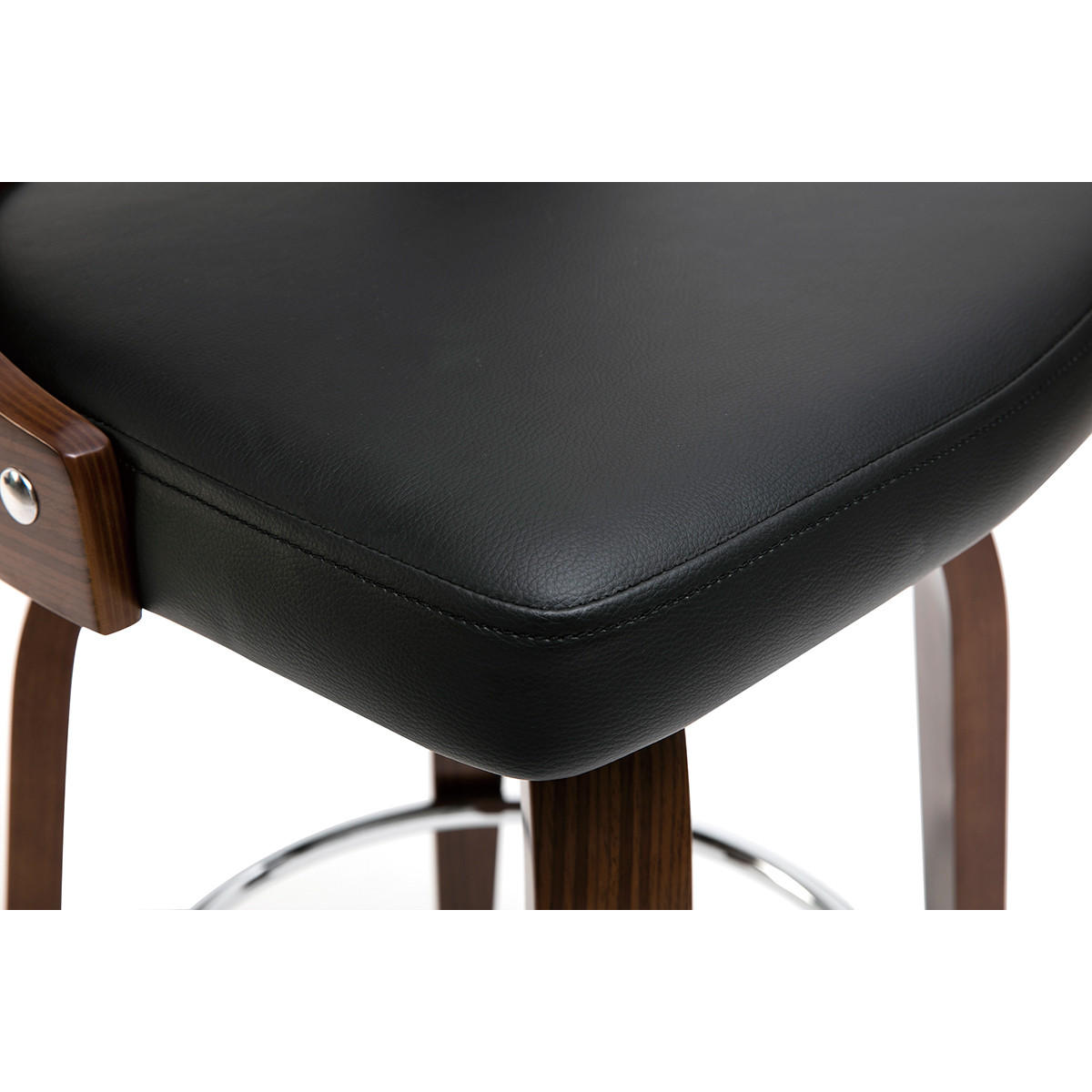 BARHOCKER Vintage Schwarz Dunkles Holz GARBO - Walnussfarben, Kunststoff (49.5/100.5/48cm) - Miliboo