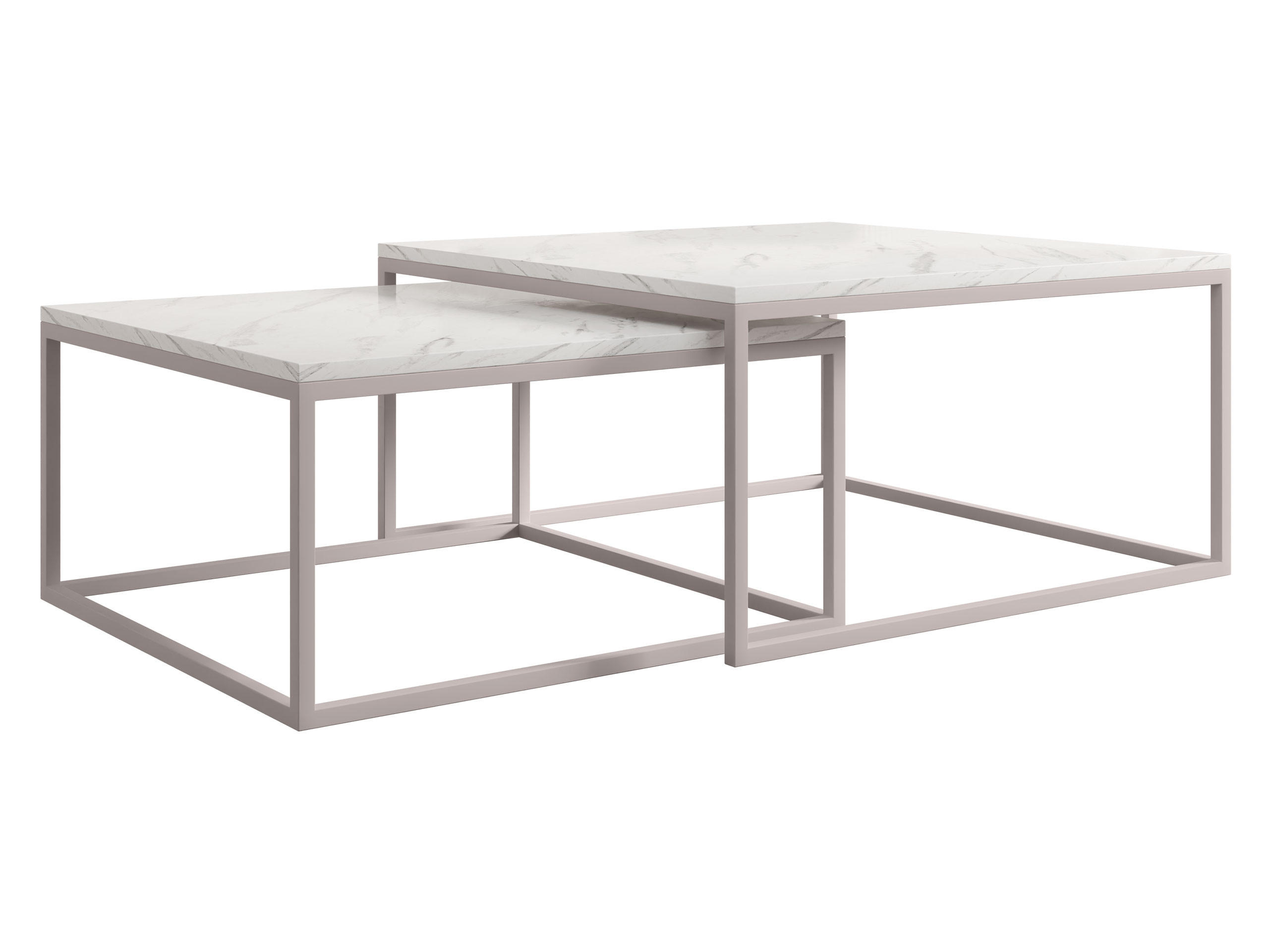 COUCHTISCH-SET Dual Cashmere - Kaschmir/Weiß, Holzwerkstoff/Metall (76/76/39cm) - MIRJAN24