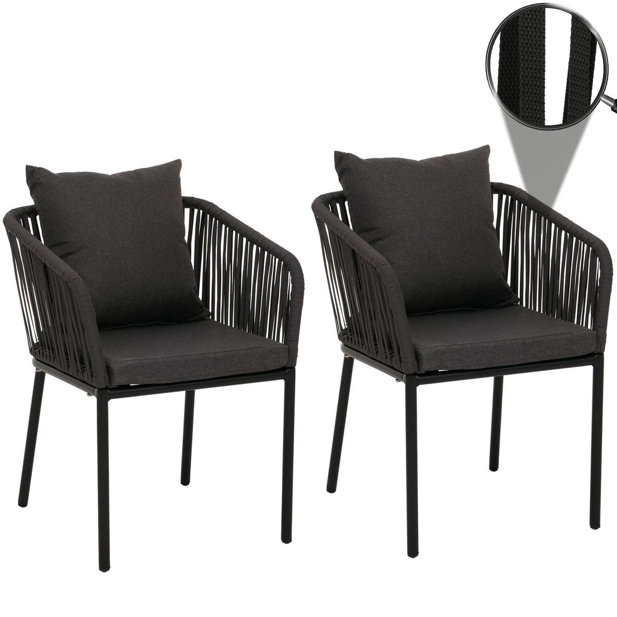 GARTENSTUHL Anthrazit, Dunkelgrau - Dunkelgrau/Anthrazit, Textil (55/75/55cm) - MCW