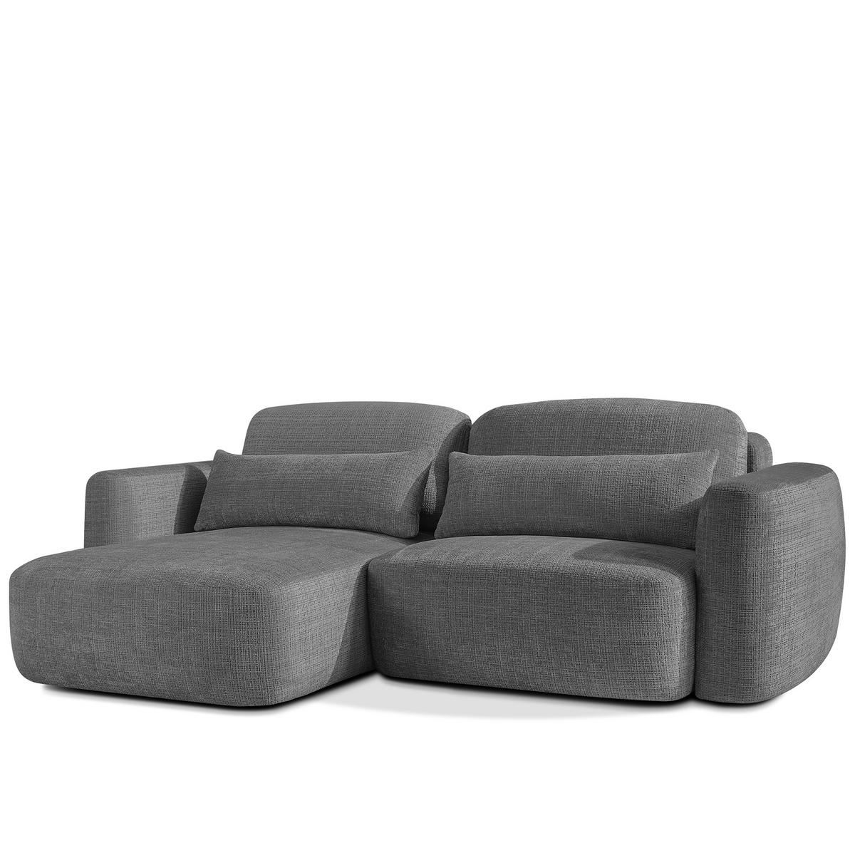 ECKSOFA links ELOSA - Dunkelgrau, Holz/Textil (245/165cm) - KONSIMO®