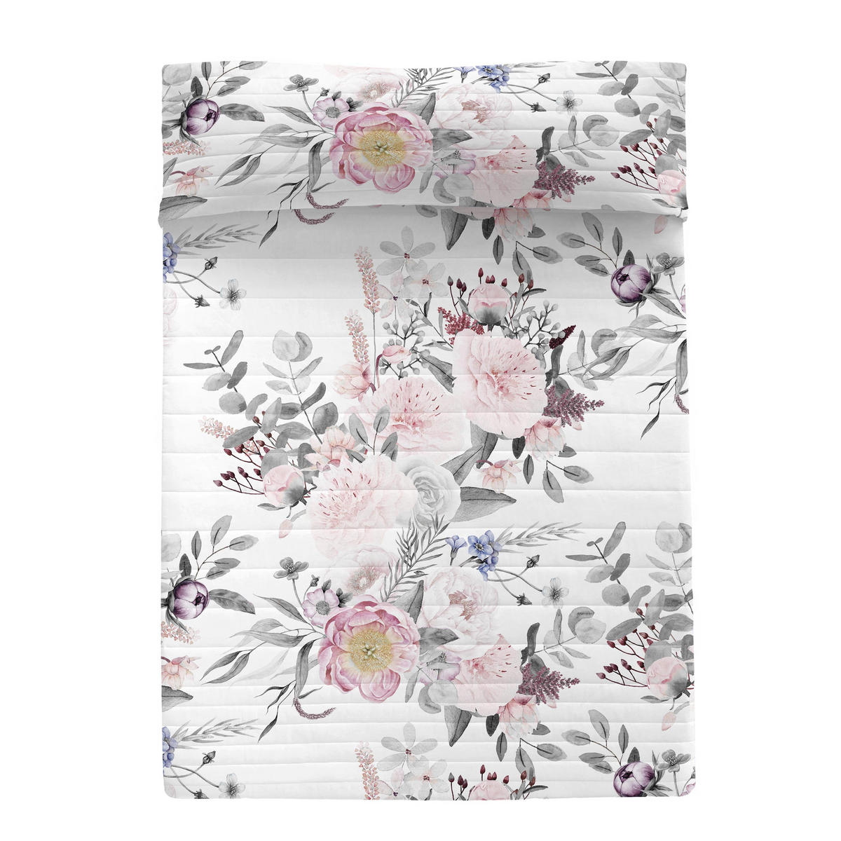 TAGESDECKE delicate bouquet 240x260 cm (bett 135/140/150) mehrfarbig - Multicolor, Textil (240/260cm) - Happy Friday