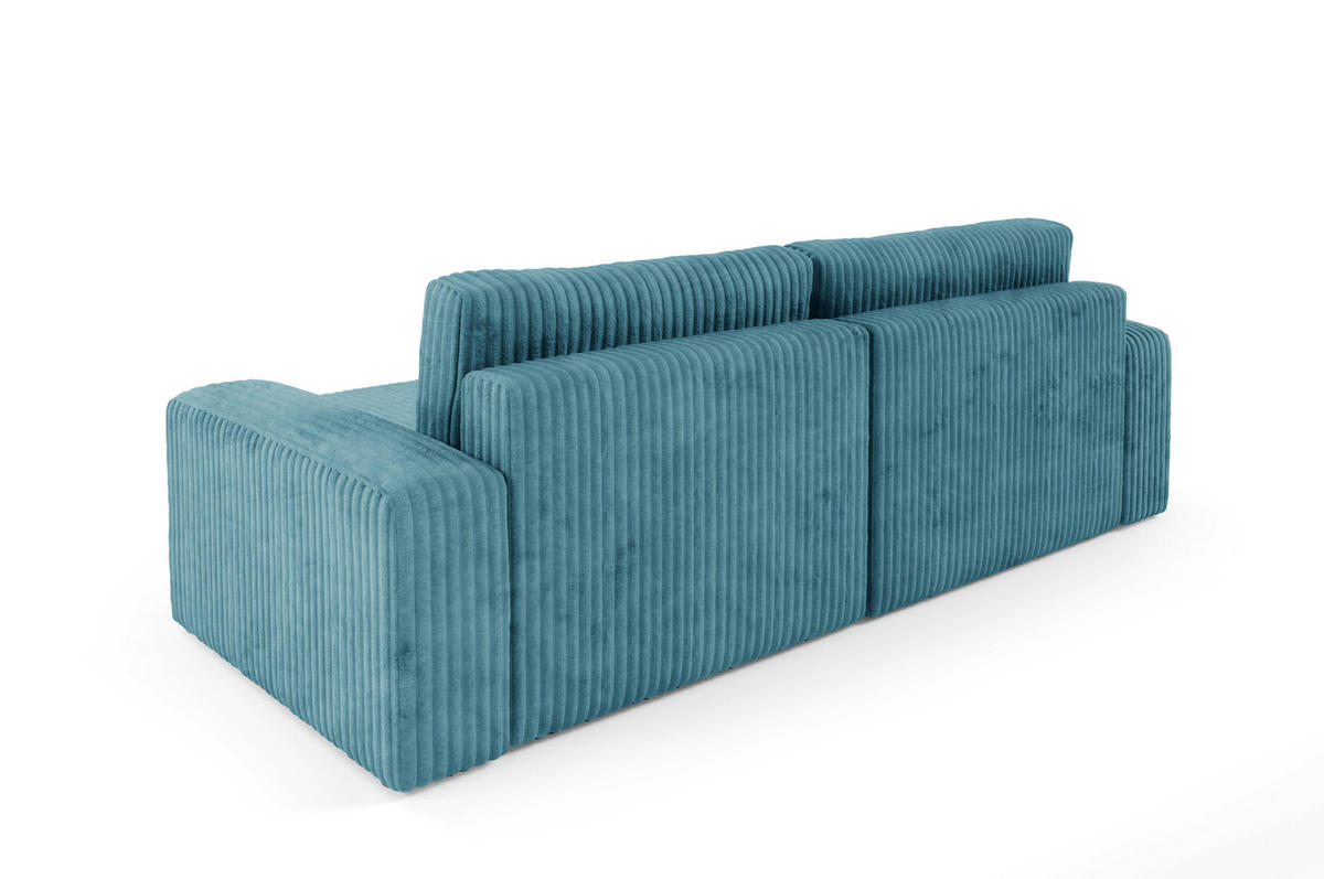 ECKSOFA mit Schlaffunktion Cord Türkis - Türkis, Textil (244/149cm) - Furnisell