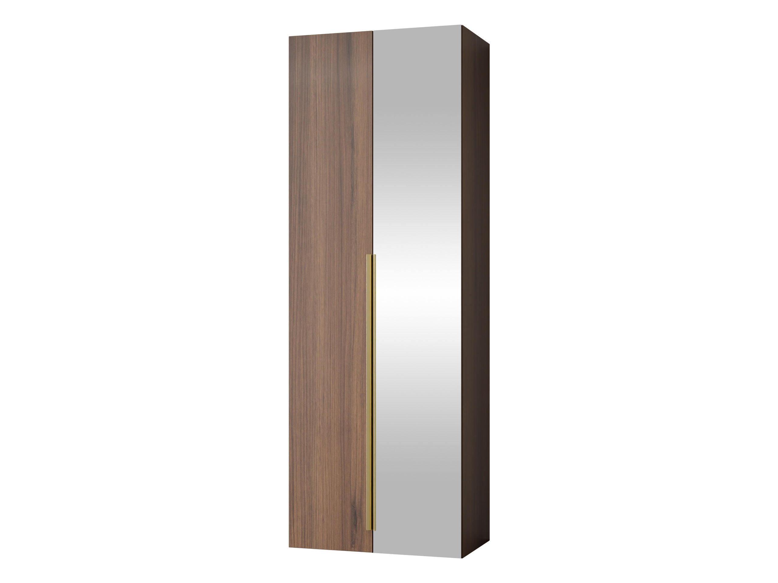 KLEIDERSCHRANK Kerkin 2D mit Spiegel - Goldfarben/Nussbaumfarben, Holzwerkstoff/Kunststoff (70/200/42cm) - MIRJAN24