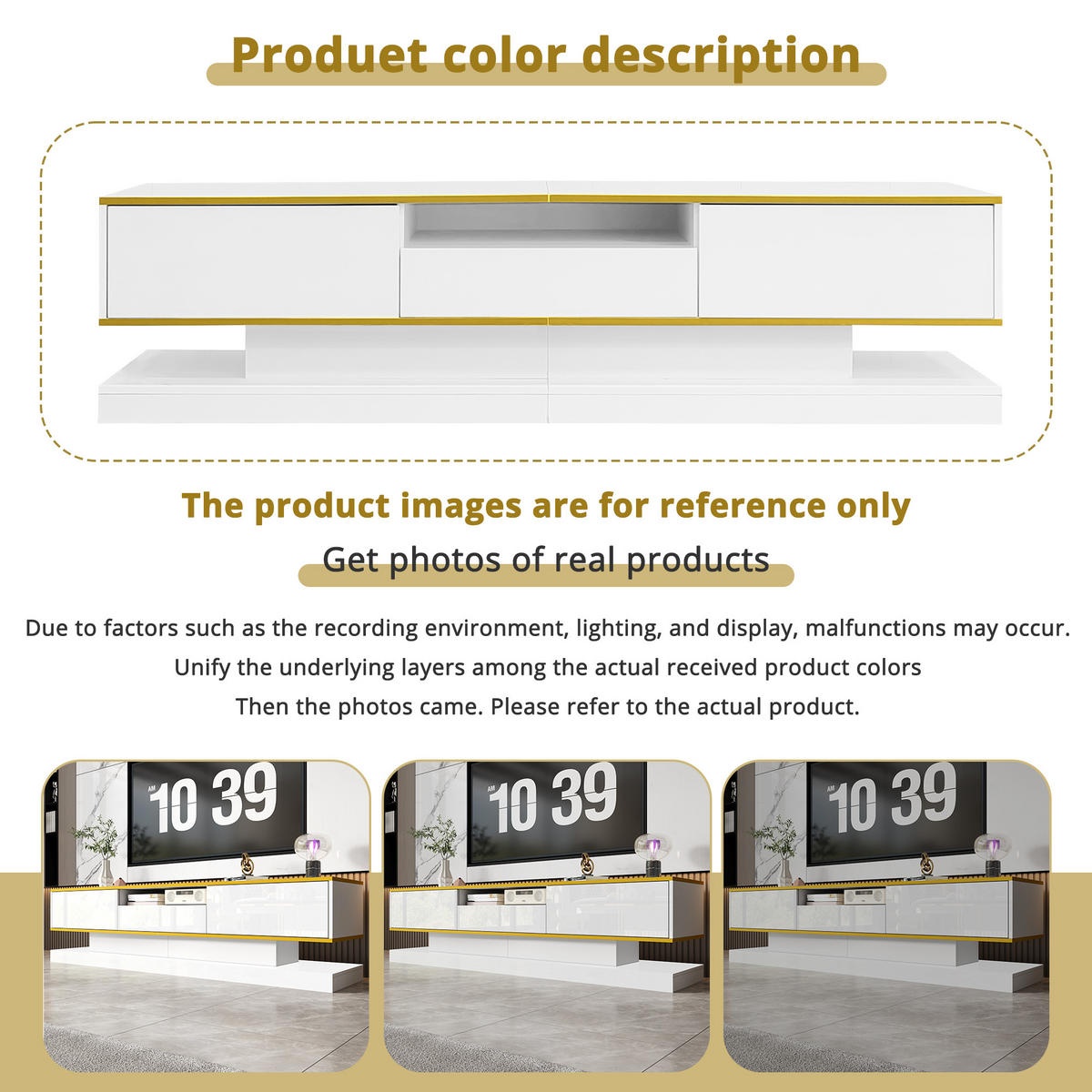 TV-SCHRANK Lowboard 180x38x45 cm LED Hochglanz - Goldfarben, Holzwerkstoff (180/45/38cm) - Fortuna Lai