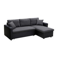 ECKSOFA mit Schlaffunktion GAZUR - Stoff & Kunstleder - Ecke wechselbar - Anthrazit & Schwarz - Anthrazit, Textil (148/223cm) - Vente-Unique