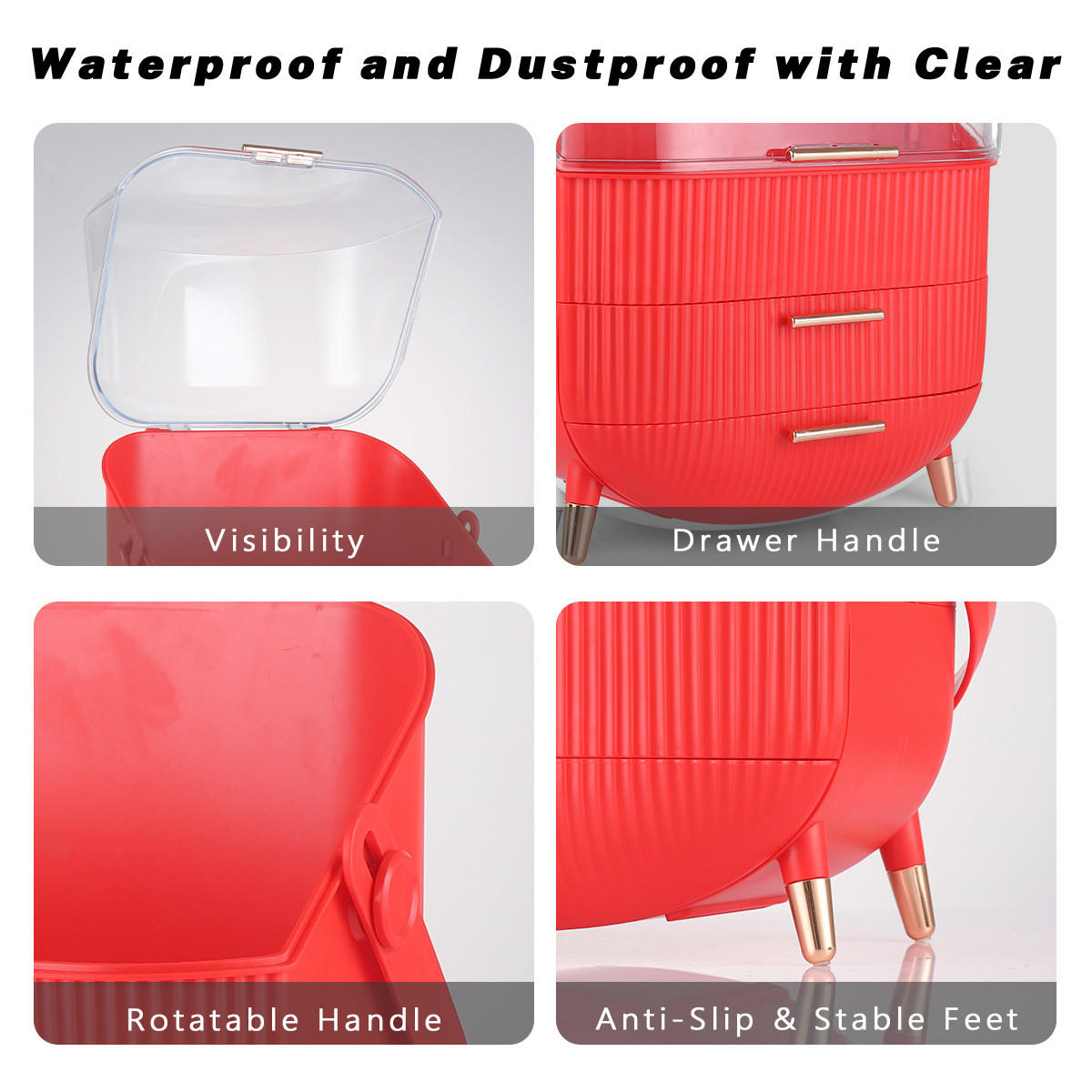 KOSMETIK ORGANIZER Miraya 29/19/38 cm - Rot, Kunststoff (19/38/29cm) - ZMH