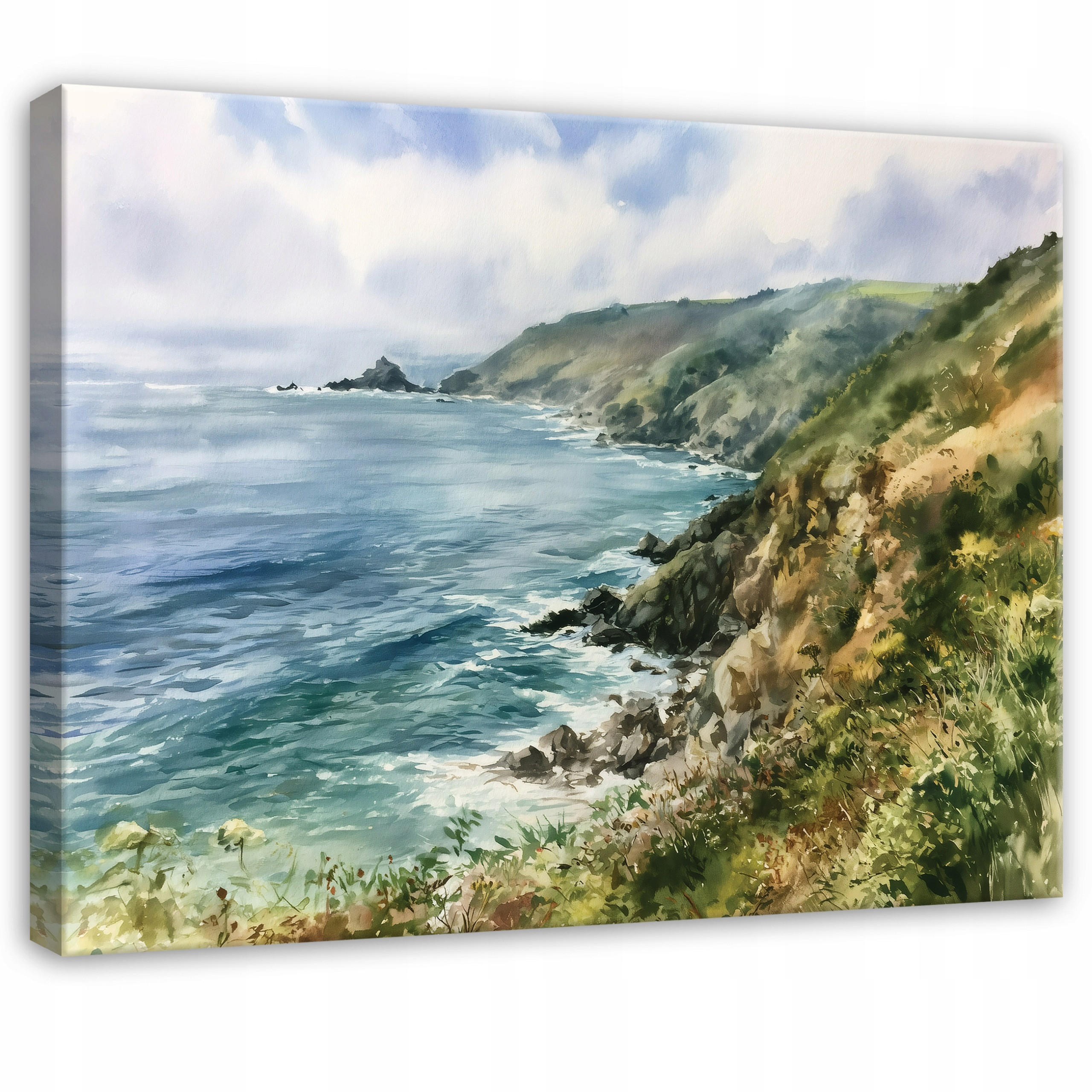 LEINWANDBILD Meer Klippen Blau 60x40 cm - Multicolor, Holzwerkstoff (60/40cm) - Wallarena
