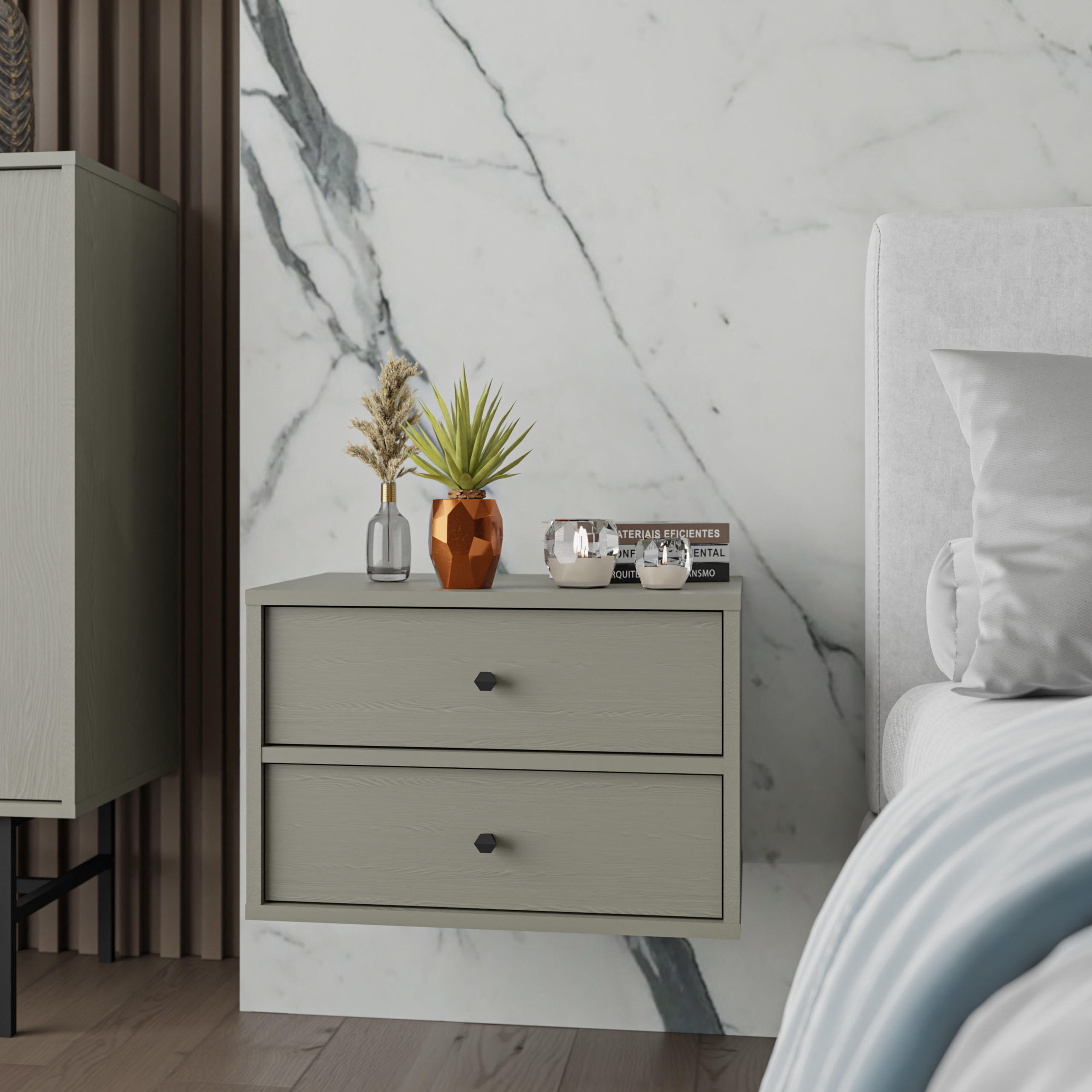 NACHTTISCH TORINO 51,8/35/40,8 cm Hellgrün - Hellgrün, Holzwerkstoff (51.8/35/40.8cm) - MASSENO