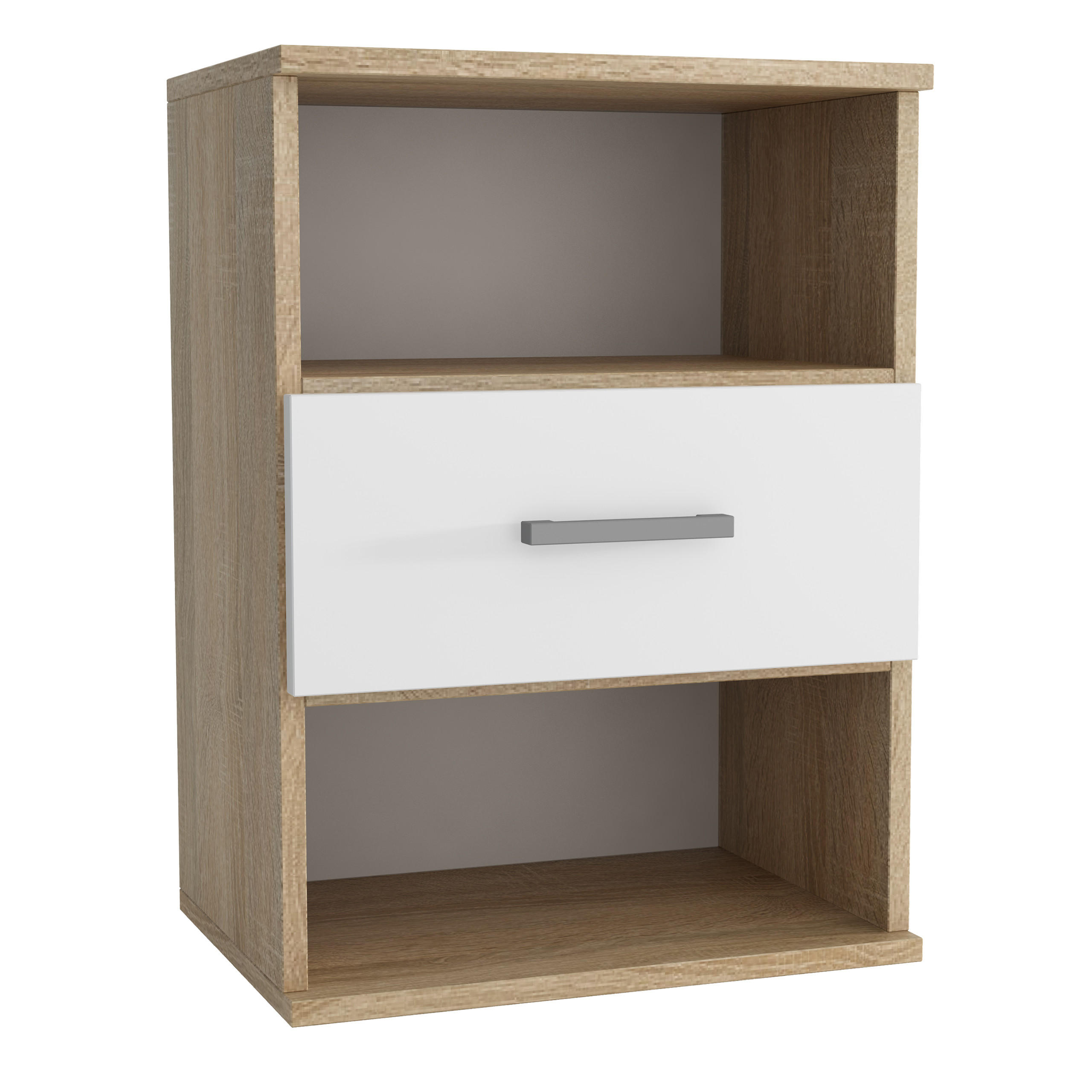 NACHTTISCH NOCTA 48/65,5/35 cm Weiß - Weiß/Sonoma Eiche, Holzwerkstoff (48/65.5/35cm) - MASSENO