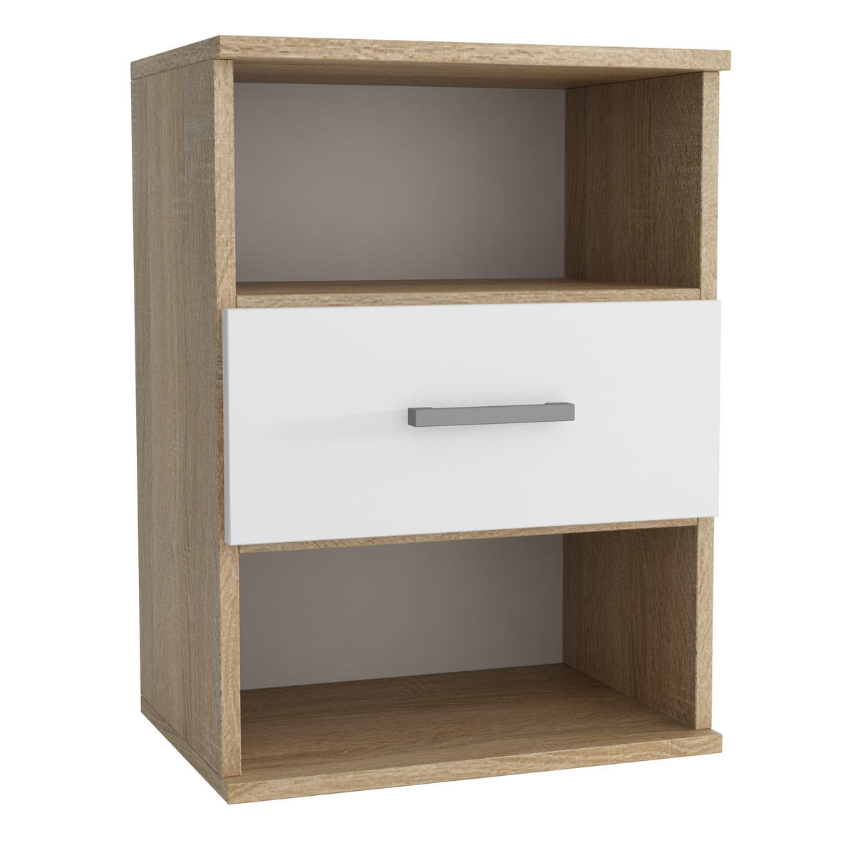 NACHTTISCH NOCTA 48/65,5/35 cm Weiß - Weiß/Sonoma Eiche, Holzwerkstoff (48/65.5/35cm) - MASSENO