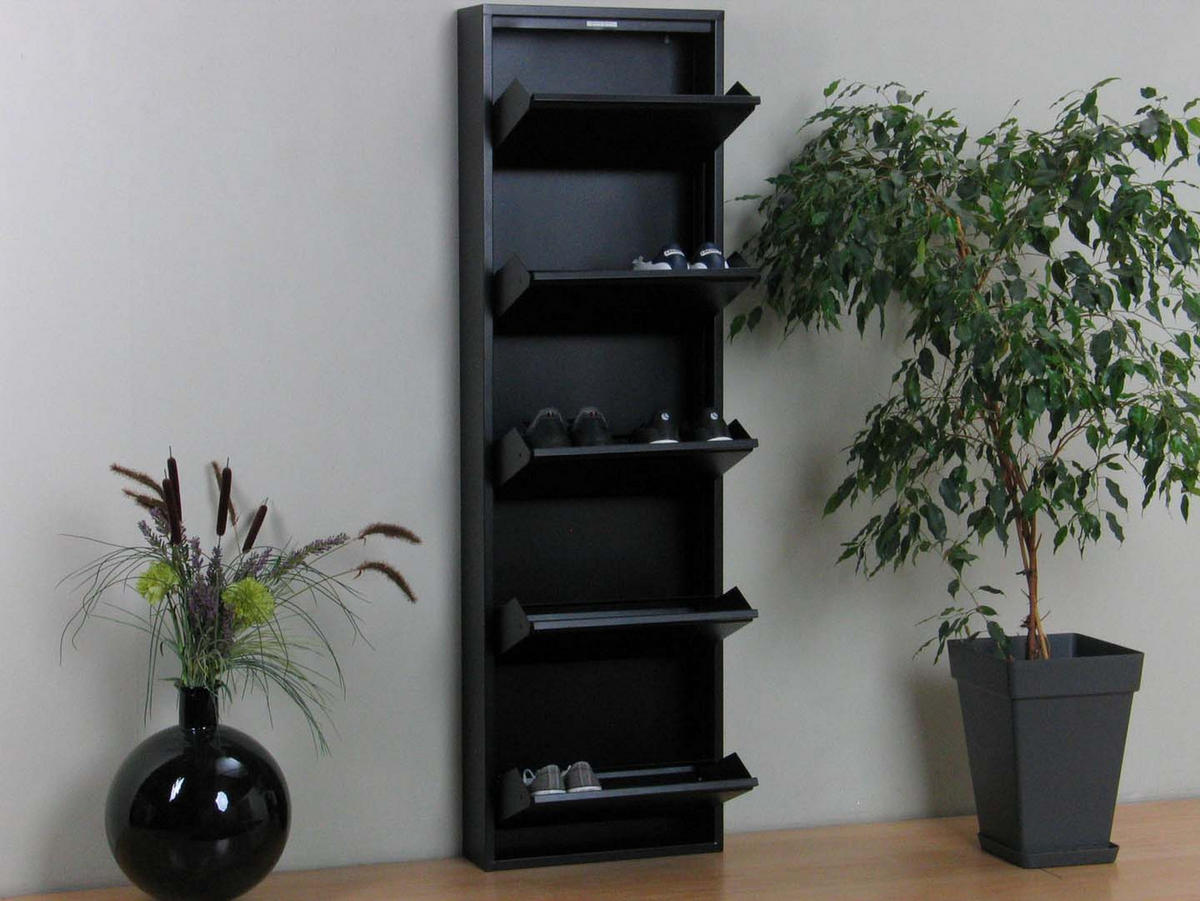 SCHUHKIPPER schwarz - Schwarz, Holzwerkstoff (50/173/16cm) - ebuy24