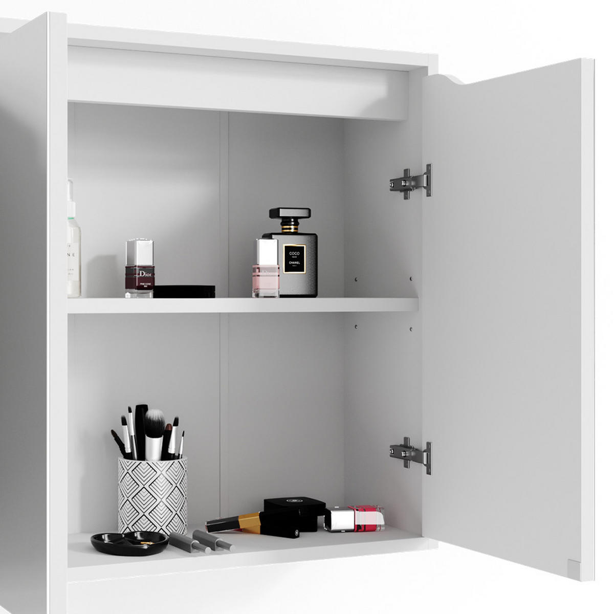 BADSPIEGELSCHRANK Ruben Weiß 60 x 60 cm - Weiß, Holzwerkstoff (60/60/20cm) - Vicco