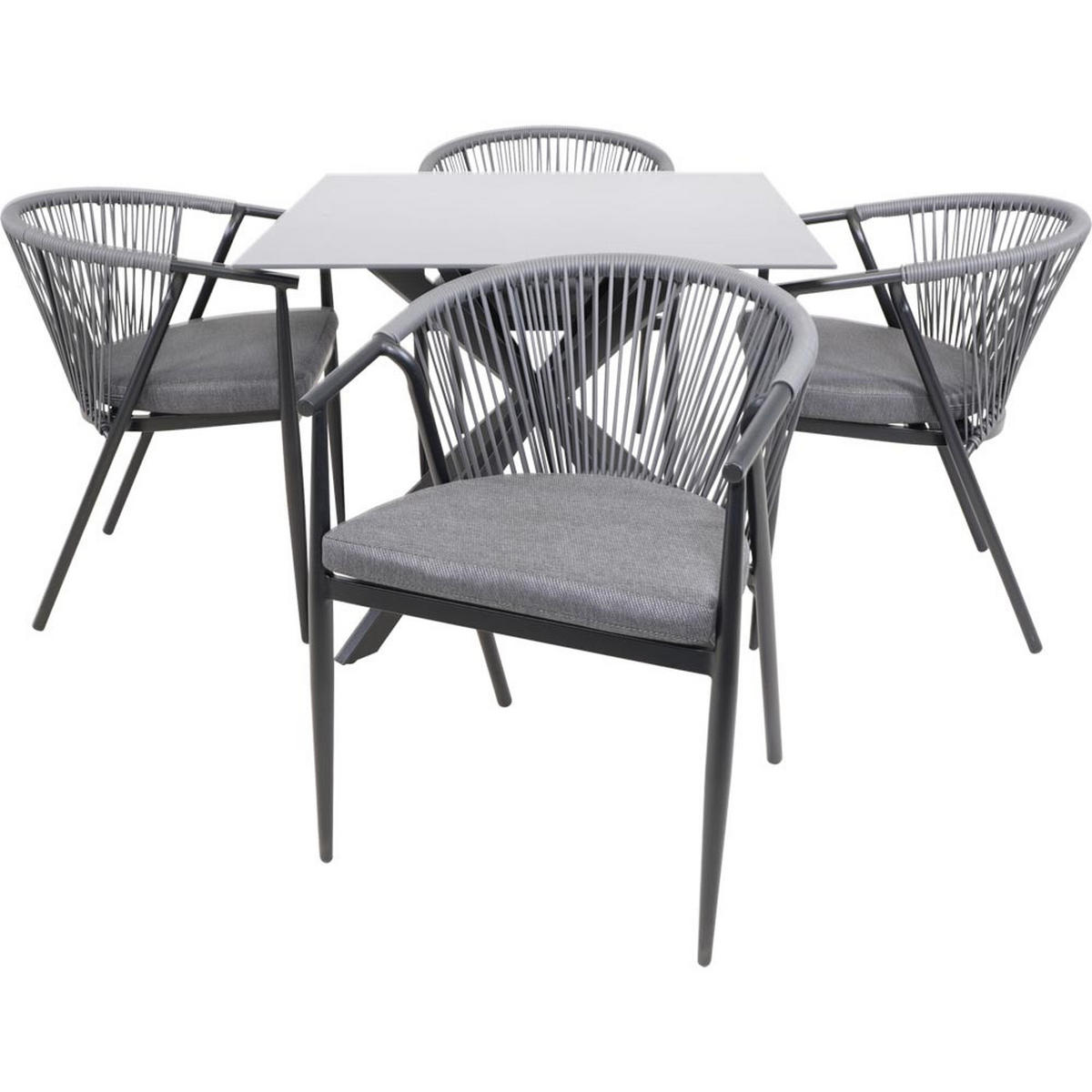 GARTENTISCH Crest - Schwarz - 90/90/73 cm - Schwarz, Glas (90/90/73cm) - Lesli Living