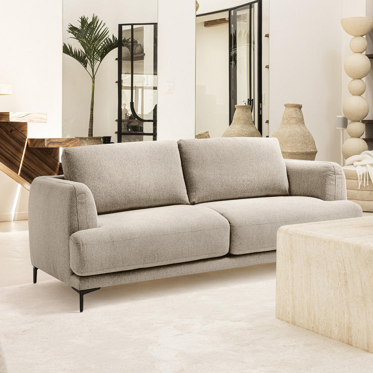 BETTSOFA - Natürlich - Naturfarben, Textil (202/88/103cm) - Drawer