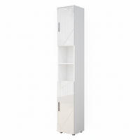 BADSCHRANK Irma Weiß Hochglanz 30 x 192 cm - Weiß Hochglanz, Holzwerkstoff (30/192/30cm) - Vicco