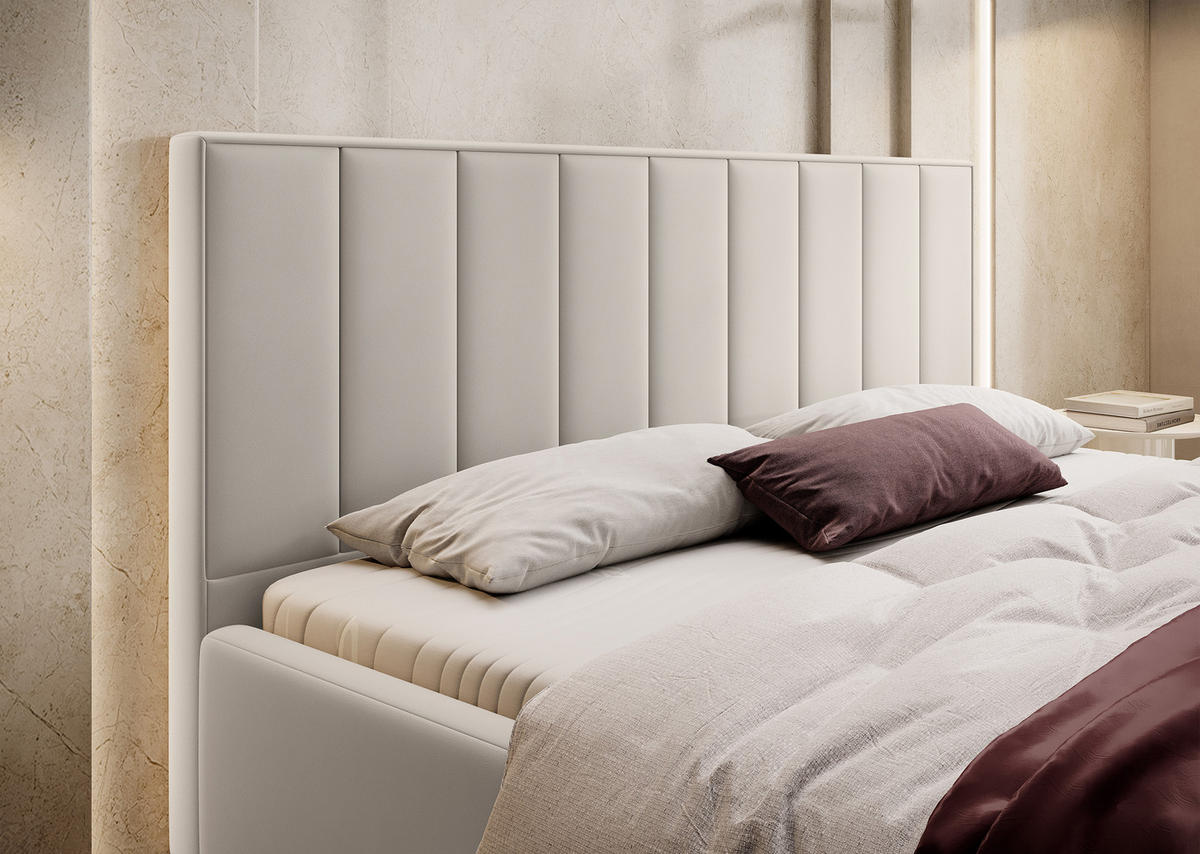 POLSTERBETT Rinus Cremeweiß Plüsch mit Bettkasten 160 cm - Creme, Textil (160/200cm) - Selsey