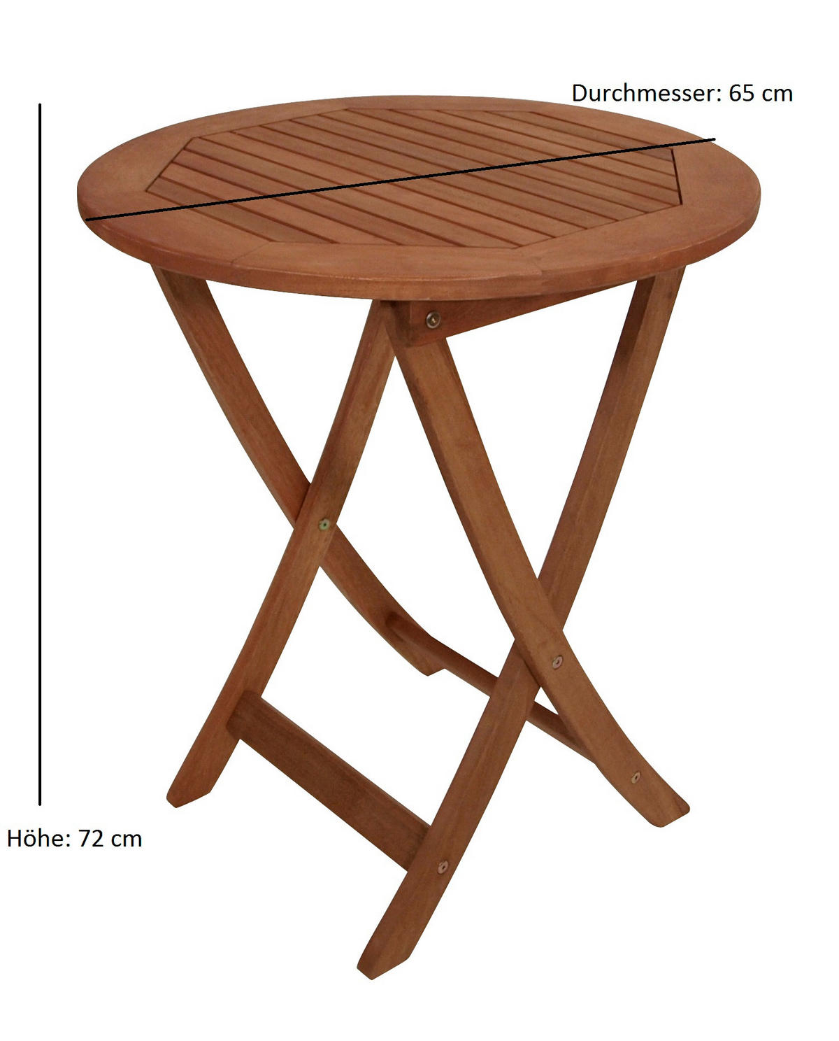 KLAPPTISCH Sidney 65cm rund aus Eukalyptusholz - Braun, Holz (65/65/72cm) - TPFGarden